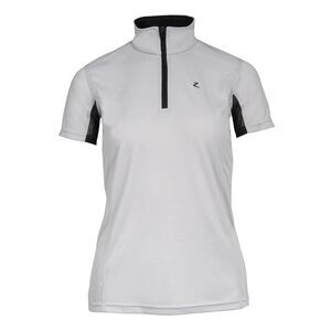 Horze Trista Functional Show Shirt Gray Black Short Sleeve Equestrian US 10